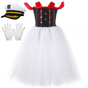 Sailor Marine Navy Costume Kids Halloween Carnival Party Cosplay Clothes Vestido with Hat Gloves Girls Fancy Tutu Princess Dress