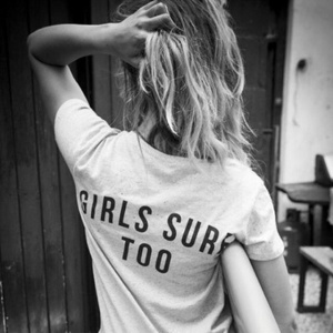 Girls Surf Too Back Printed Feminism T-Shirt Women Tumblr Fashion Graphic Tee Summer Fashion Short Sleeve Casual White Tops