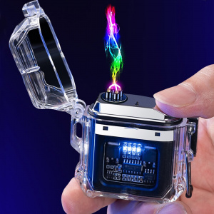 Transparent Waterproof Electric Lighter Windproof Outdoor Cool Gadgets Technology Smart USB Rechargeable ARC Plasma Lighters