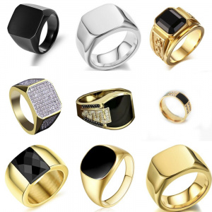 Milangirl  Biker Punk Style Rings for Men Width Signet Square Finger Fashion Brand Jewelry Accessories Whole Sale