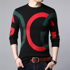 Knitted men's sweater thin spring 2020 new middle-aged men's sweater loose Korean base shirt