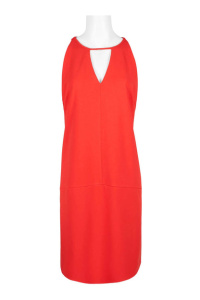 Sam Edelman Crew Neck Sleeveless Cutout Solid Stretch Crepe Dress