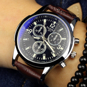 Blue Glass Surface Brand Luxury Yazole Quartz Wristwatches for Men