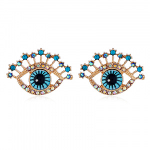 Delicate Beautiful large blue Eye Earrings Inlaid zircon Rhinestone Eye Ear Studs New Fashion Women's Aretes Jewelry Brincos