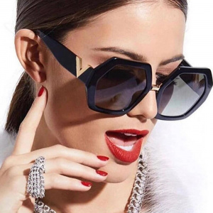 Hexagon Frame Oversized Designer Fashion Sunglasses for Women
