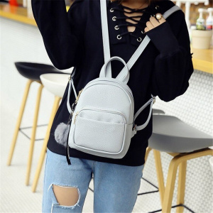 PU Leather Mini Backpacks Students Fuzzy Ball Pendant Shoulder Schoolbags Female Soft Women Fashion Small Travel Bags Back Pack