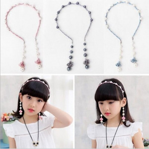 Pearls Decorated Two-in-one Tassel Earring Hair Hoop Hairbands for Women