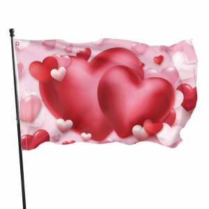 Valentine Flag Vivid Color Valentine's Day Flag Holiday Love Heart Flag for Wedding Anniversary Garden Home Decor Indoor Outdoor