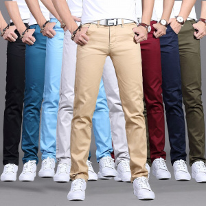 New Casual Pants Men Cotton Slim Fit Chinos Fashion Trousers Male Brand Clothing 9 colors Plus Size 28-38