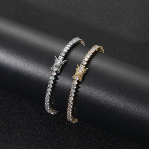 3mm 7inch 8 inch  Iced Out Fashion Brass Bracelet Hip Hop Men's Jewelry CZ Bracelet BB213