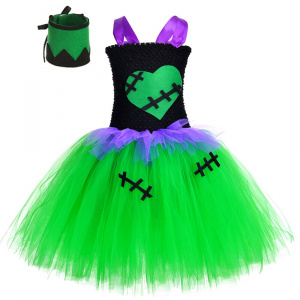 Zombie Vampire Halloween Costumes for Girls Kids Monster Cosplay Tutu Dress Carnival Party Tulle Outfit Children Clothes 1-14Y