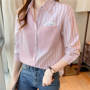 New fashion striped printing ladies shirts Women's Blouses Spring Summer Long Sleeve Shirts Tops Blusas Mujer