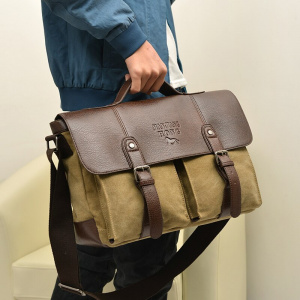 MANJIANGHONG Men's Canvas vintage Casual Briefcase man Business Shoulder Messenger Bag men Laptop Handbag male Messenger Bags