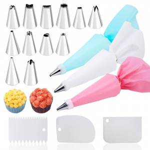 6 -24 Pcs Cake Decorating Set, Confectionary Equipment With Nozzle & Piping Bag