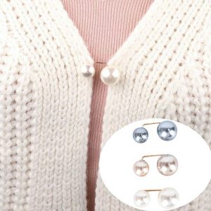 3Pcs/Set Double Pearl Pins for Women Designer Female Brooches Clothes Accessories Simulated Pearl Knit Shirt  Jewelry