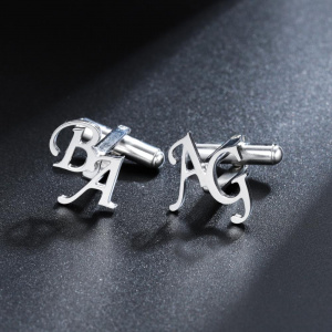 Custom Name Cufflinks Accessories/Personalized Letter Cufflinks Name Logo Mens Jewelry Alphabet Cufflinks for Groom Wedding Gift