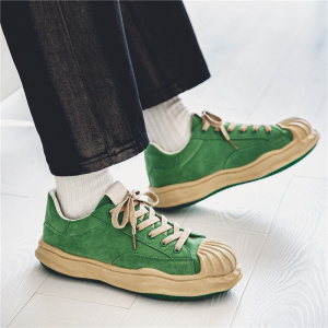 Harajuku Green Casual Sneakers Men Shellhead Vulcanized Shoes Men Street Hip Hop Canvas Sneakers Men Platform Footwear