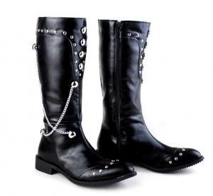 Fashionable stage boots punk Over Knee High Boots  Leather Men Long Waterproof Equestrian Boots