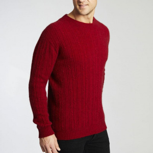 Men&#39;s Soft Merino wool Thermal Stitch Crewneck Sweater