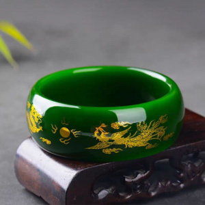 Natural Jade Bangle Bracelet Hand-Carved Fine Lady Jewellery Fashion Accessories for Women Round Bangle Charm Jadeite Gift