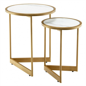 Set of 2 round nesting tables / Versatile rounding nesting coffee tables