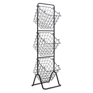 Black Metal Adjustable 3 Tier Fruit Basket Stand