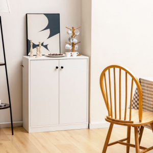 White 3 Tier Double Door Storage Cabinet