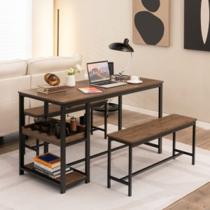 3 Piece Dining Table Set with Wine Rack