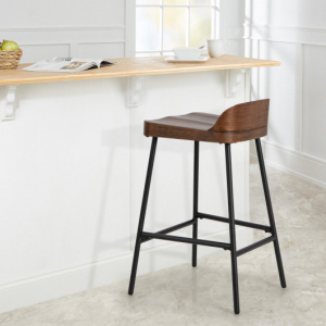 Industrial 24.5 Inches Bar Stool with Backrest and Saddle Seat-Rustic Brown