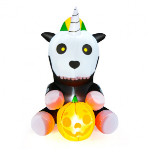 Inflatable Unicorn Skeleton Holding Pumpkin Halloween Decoration 5 Feet with LED Lights