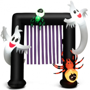 Halloween Inflatable Archway with Ghosts and Spiders Halloween Decoration 7.5 Feet