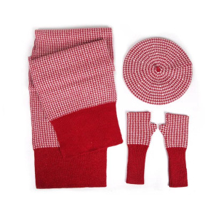 USPOP New 3 Pieces Sets Women Plaid Cashmere Scarf Hat Gloves Sets