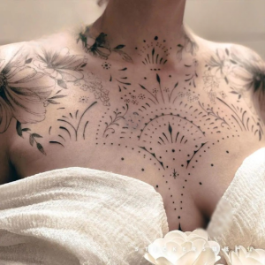 Punk Moon Totem Tattoos for Women Chest Sexy Art Flower Tattoo Sticker Waterproof Fake Tattoo Lasting Shoulder Temporary Tattoo