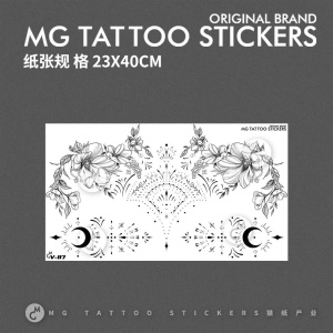 Punk Moon Totem Tattoos for Women Chest Sexy Art Flower Tattoo Sticker Waterproof Fake Tattoo Lasting Shoulder Temporary Tattoo
