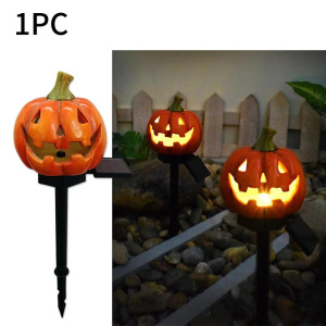 Solar Halloween Outdoor Lamp Resin Pumpkin Lamp Christmas Pumpkin Party Lights Resin Garden Ghost Atmosphere Crafts Decorative