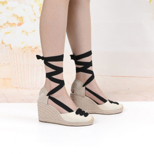 Women's wedge Espadrille Ankle Strap Sandals Comfortable Slippers Ladies Womens Casual Shoes Breathable Flax Hemp Canvas Pumps