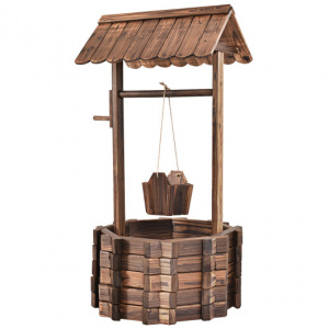 Stylish Wooden Wishing Well Planter Bucket for Outdoor Decoration