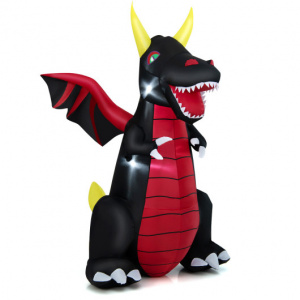 Inflatable Fire Dragon 8 Feet with LED Lights Halloween Decoration