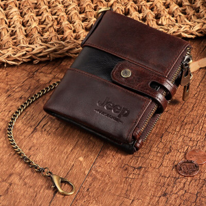 NEW Splice 100% Genuine Leather Men Wallet Coin Pouch Small Mini Card Holder Double Zipper Portomonee Male Slim Walet Pocket