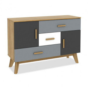 Free Standing Storage Cabinet with 2 Enclosed Doors and 3 Drawers