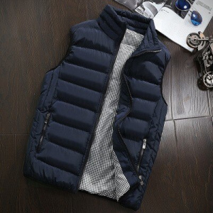 New Men Cotton Vest Jacket Solid Color Sleeveless Down Waistcoat Jacket  Male Casual Vest Coat Plus Size 5XL