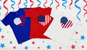 American Shirt Kids Shirts LOVE Flag Shirt Girls Boys Patriotic tops for gift