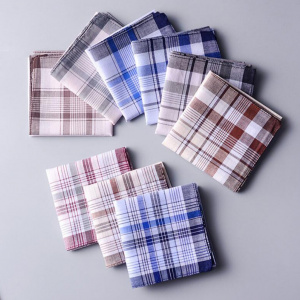 Set of 10pcs Retro Classic Men Handkerchiefs   Cotton with Stripe Hankies Kerchief Gifts for Party Wedding Banquet