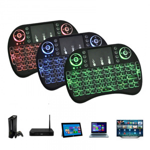 I8 Backlit Mini Wireless Keyboard English Russian French Spanish Portuguese 2.4G Air Mouse Remote Touchpad for Android TV Box PC