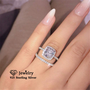 CC Sets Rings For Women S925 Silver Couple Cubic Zirconia Set Ring Bridal Wedding Engagement Fine Jewelry Drop Shipping CC2384