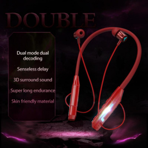 Wireless Bluetooth-compatible Earphones Wheat Non-inductive Delayedstereo Sound Esports Neck Game RGB Luminous Band Headset