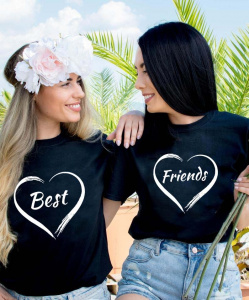 Fashion Women Best Friends T-shirt BFF Shirt BFF Matching Tee Friends Gift Tshirt Camiseta Feminina Top Girls Besties Shirts