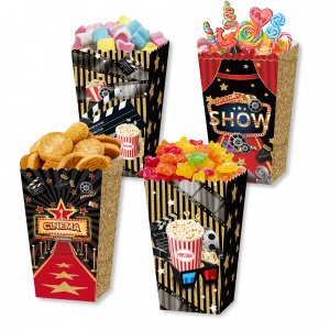 BM006 12Pcs Cinema Hollywood Movie Party Treat Popcorn Box for Wedding Party Decorations Birthday Party Candy Gift Boxes