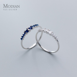 Modian Exquisite Wedding Engagement Ring for Women Real 925 Sterling Silver 2 Different Color Zircon Ring Fine Jewelry 2020 New