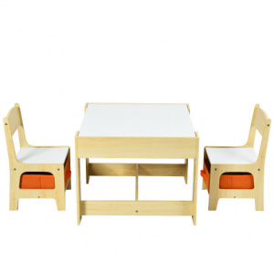 Tabletop with Drawing Board in Toddlers Table & Chairs Set with Storage